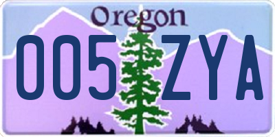 OR license plate 005ZYA