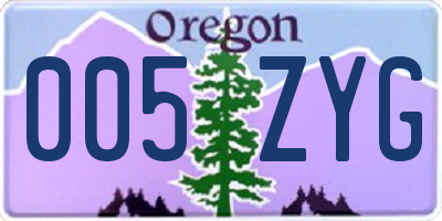 OR license plate 005ZYG