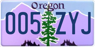 OR license plate 005ZYJ