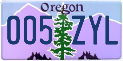 OR license plate 005ZYL