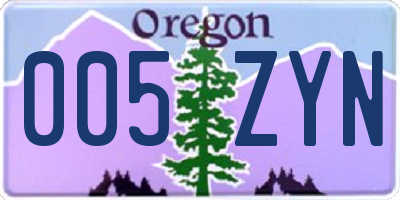 OR license plate 005ZYN