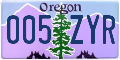 OR license plate 005ZYR