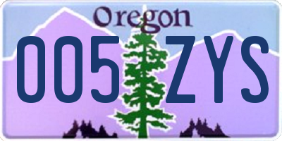 OR license plate 005ZYS