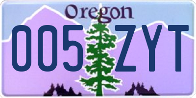 OR license plate 005ZYT