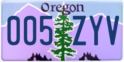 OR license plate 005ZYV