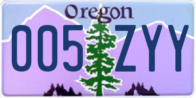 OR license plate 005ZYY