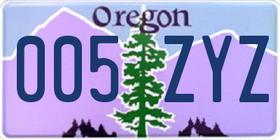 OR license plate 005ZYZ