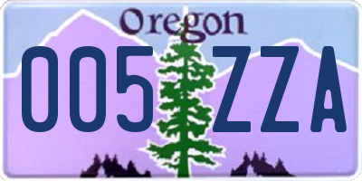 OR license plate 005ZZA
