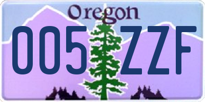 OR license plate 005ZZF