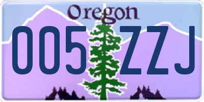 OR license plate 005ZZJ