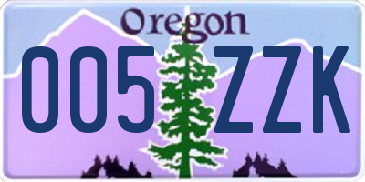 OR license plate 005ZZK