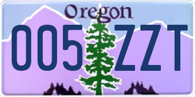 OR license plate 005ZZT