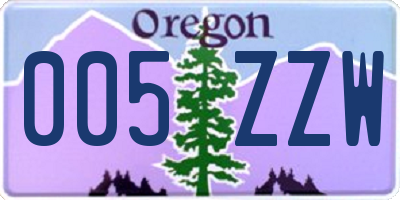 OR license plate 005ZZW