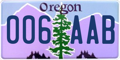 OR license plate 006AAB