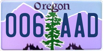 OR license plate 006AAD