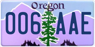 OR license plate 006AAE
