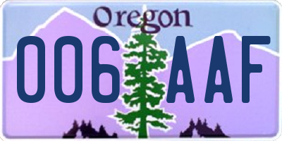 OR license plate 006AAF