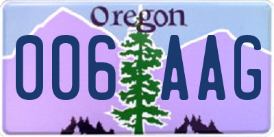 OR license plate 006AAG