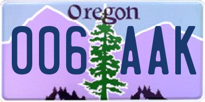 OR license plate 006AAK