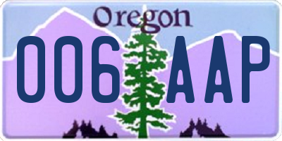 OR license plate 006AAP