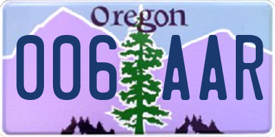 OR license plate 006AAR