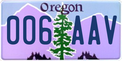 OR license plate 006AAV