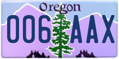 OR license plate 006AAX