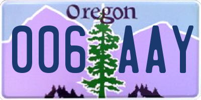 OR license plate 006AAY