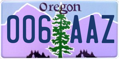 OR license plate 006AAZ