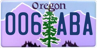 OR license plate 006ABA