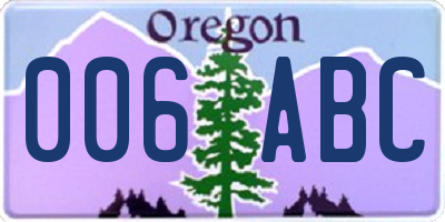 OR license plate 006ABC