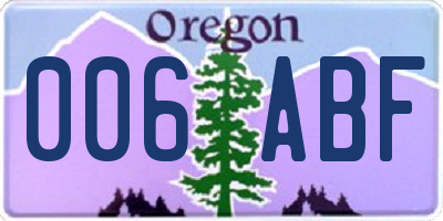 OR license plate 006ABF