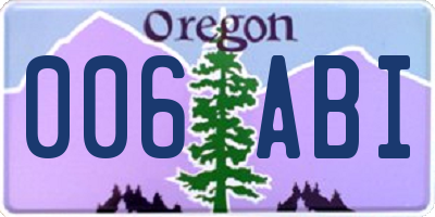 OR license plate 006ABI