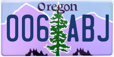 OR license plate 006ABJ