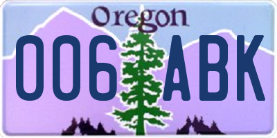 OR license plate 006ABK