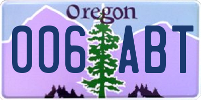 OR license plate 006ABT