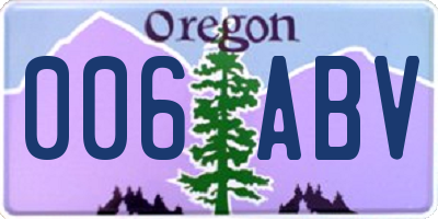 OR license plate 006ABV