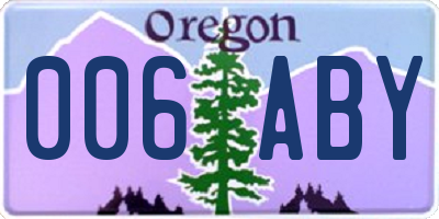 OR license plate 006ABY