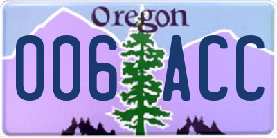 OR license plate 006ACC