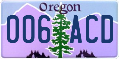 OR license plate 006ACD