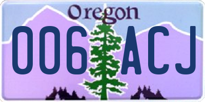 OR license plate 006ACJ