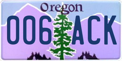 OR license plate 006ACK