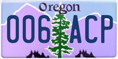 OR license plate 006ACP