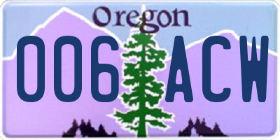 OR license plate 006ACW