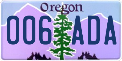 OR license plate 006ADA