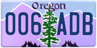 OR license plate 006ADB