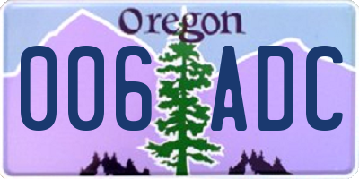 OR license plate 006ADC