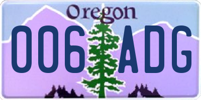 OR license plate 006ADG