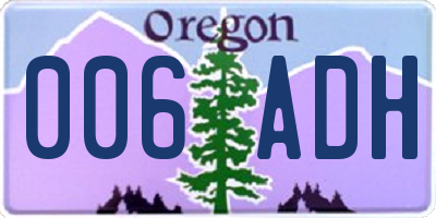 OR license plate 006ADH