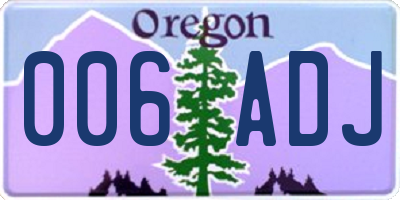 OR license plate 006ADJ
